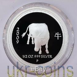 2009 Australia Lunar I Year of the Ox Silver Proof 3-coin set 1 Oz 1/2 Oz 2Oz