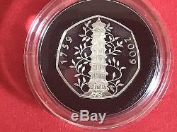 2009 Royal Mint PIEDFORT Silver Proof 50p Fifty Pence Coin Kew Gardens