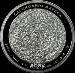 2010 MO SILVER MEXICO 32.15 oz KILO $100 AZTEC CALENDAR 999 FINE SILVER COIN