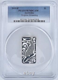 2010 P Australia $1 Dolphin Dreaming Silver Coin PCGS PR70DCAM Rectangle KM-1453