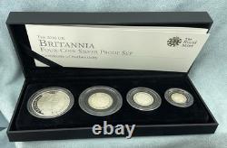 2010 UK BRITANNIA 4 Coins Silver Proof Set withBox & COA, Limited Mintage