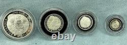 2010 UK BRITANNIA 4 Coins Silver Proof Set withBox & COA, Limited Mintage