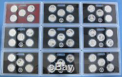 2010 thru 2017 2018 and 2019 Silver Proof America the Beautiful 50 coin Set