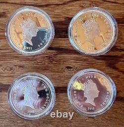 2011 Niue Legends Of The Air Set of 4 Silver Proof Coins With Boxes & COA #0326