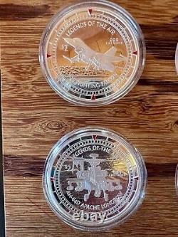 2011 Niue Legends Of The Air Set of 4 Silver Proof Coins With Boxes & COA #0326