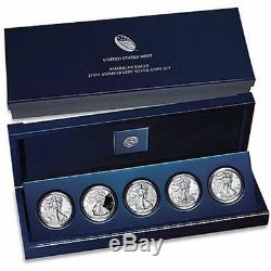 2011 Silver American Eagle 25th Anniversary 5 Coin Set US Mint (A25)