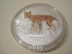 2011 TUVALU Endangered & Extinct $1 TASMANIAN TIGER 1oz SILVER PROOF COIN