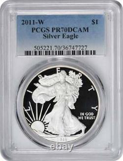 2011-W American Silver Eagle Dollar PR70DCAM PCGS Proof 70 Deep Cameo