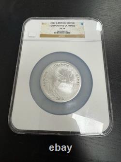 2012 5 oz Silver LONDON OLYMPICS Great Britain 10 Pounds Britannia NGC PF70