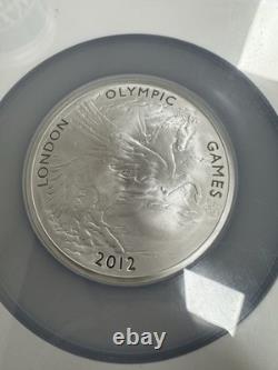 2012 5 oz Silver LONDON OLYMPICS Great Britain 10 Pounds Britannia NGC PF70