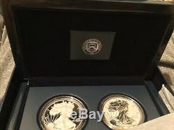 2012-S AMERICAN SILVER EAGLE 2-COIN SAN FRANCISCO SET With REVERSE PROOF IN OGP