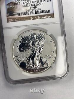 2012 S American Silver Eagle Dollar PF 69 NGC Reverse Proof San Fran Eagle Set