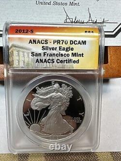 2012-S American Silver Eagle Proof ANACS PR70 DCAM Nice