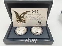 2012 S Reverse Proof Silver Eagle 2 Coin San Francisco Set With Box/coa