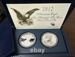 2012 US Mint Silver Eagle 2 Coin Silver Proof And Reverse Proof Set