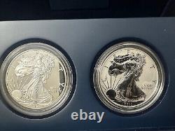 2012 US Mint Silver Eagle 2 Coin Silver Proof And Reverse Proof Set