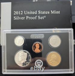 2012 US Mint Silver Proof Set 14 Coins Set (with 7 90% Silver Coins) withBox & COA