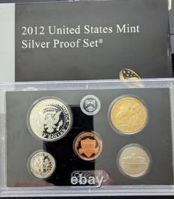 2012 US Mint Silver Proof Set 14 Coins Set (with 7 90% Silver Coins) withBox & COA