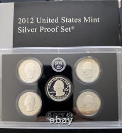 2012 US Mint Silver Proof Set 14 Coins Set (with 7 90% Silver Coins) withBox & COA