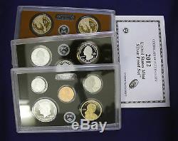 2012 U. S. Silver 14 coin Proof Set. 3 sets in one, proof. Quarter and $1.00