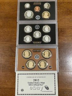 2012 U. S. Silver Proof Set 14 Coins with Original Box and COA