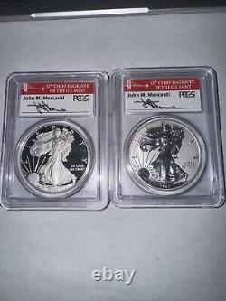 2012-s Silver Eagle 2-coin Set Pcgs Pr70 Rev Proof & Proof Mercanti First Strike