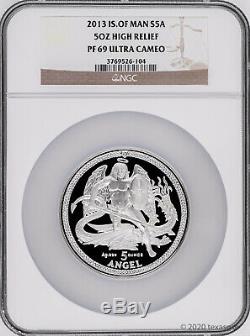 2013 Isle of Man Angel 5oz Silver High Relief Proof Coin NGC PF69 Ultra Cameo