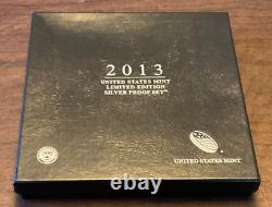 2013 US Mint Limited Edition Silver Proof Set 8 Coins with Box COA and Sleeve