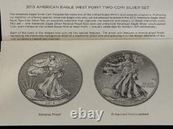 2013 W American Silver Eagle West Point Set Proof & Reverse NGC Two Coins Graded
