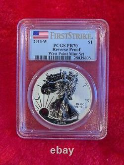 2013 W Reverse Proof American Silver Eagle ASE First Strike 1oz Coin PCGS PR70