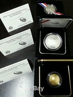 2014 Baseball Hall of Fame 6 Coins Set(2-$5 Gold, 2- $1 Silver, & 2-Half Dollar)