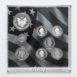 2014 Limited Edition Silver Proof Set Black Box & COA 7 Coins and Silver Eagle