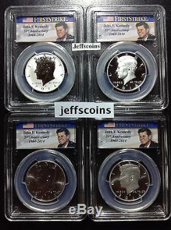 2014 P D S W Silver Kennedy Half PCGS PR70 MS70 4 Coin Set Reverse Proof SP 50th