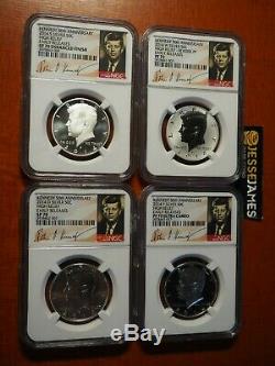 2014 W Reverse Proof Silver Kennedy 4 Coin Ngc Pf70 Sp70 50th Ann Set S D P