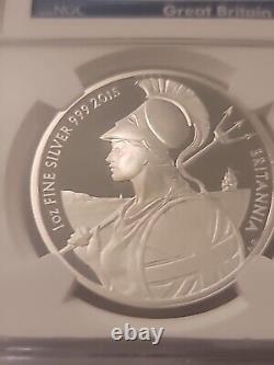 2015 £2 Proof Great Britain 1oz Silver Britannia NGC PF70 UC ER
