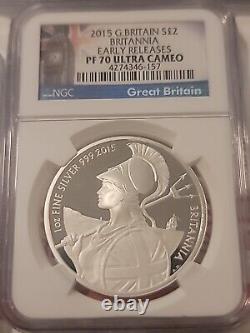2015 £2 Proof Great Britain 1oz Silver Britannia NGC PF70 UC ER