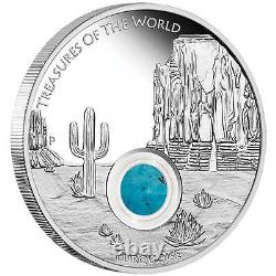2015 Australia $1 Treasures of the World 1oz Silver Proof Locket Coin Turquoise