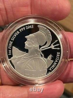 2015 Great Britain Proof Silver 1OZ Britannia. 999 Pure Collector Coin Box/ COA