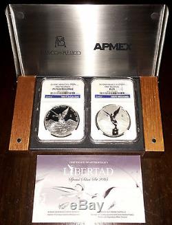 2015 Mexico Silver Onza Libertad Ngc Pf70 Ucam & Reverse Proof Pl70 2-coin First