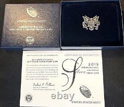 2015 W Us Mint. 999 Silver Proof Coin American Eagle One (1) Ounce +box/case/coa