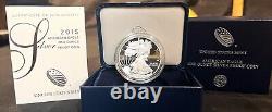 2015 W Us Mint. 999 Silver Proof Coin American Eagle One (1) Ounce +box/case/coa