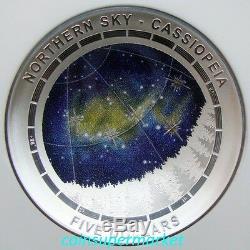 2016 Australia Northern Sky Cassiopeia Silver Proof Coloured Domed Coin NGC PF70