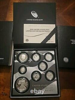 2016 Limited Edition Silver Proof Set Black Box & COA 7 Coins/ Silver Eagle Nice