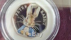 2016 Peter Rabbit 150th Anniversary Beatrix Potter 50p Silver Proof Coin Mint