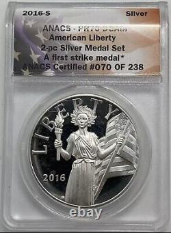 2016 W & S American Silver Liberty Medal Anacs Pr70 First Strike