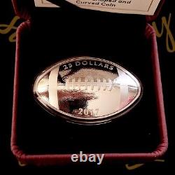2017 1 oz. 9999 Silver Proof Canada Football Shaped Curved Coin $25 withBox&CoA
