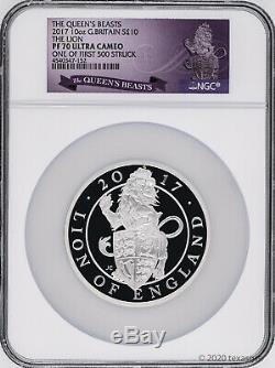 2017 Great Britain Queen's Beast Lion 10oz Silver Proof Coin NGC PF70 UltraCameo