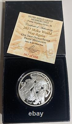 2017 Silver Shield 1 oz Silver Proof TRUMP MAKE WORLD WAR AGAIN Members Only