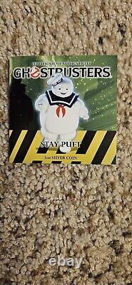 2017 Tuvalu $1 Ghostbusters STAY PUFT 1oz Silver Proof Coin Perth Mint BOX/COA