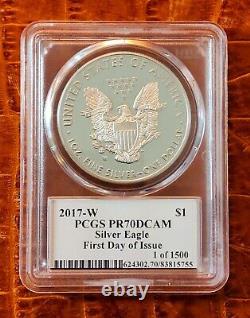 2017 W Eagle Silver $1 First Day Issue 1 Of 1500 Pf70dcam Mercanti Signed
